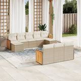 vidaXL 10-delige Loungeset met kussens poly rattan zwart