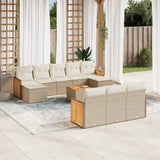 vidaXL 10-delige Loungeset met kussens poly rattan zwart