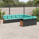 vidaXL 11-ensemble de banque de jardin avec coussins, noir polyrotan