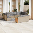 vidaXL 13-delige Loungeset met kussens poly rattan zwart