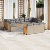 vidaXL 13-delige Loungeset met kussens poly rattan zwart