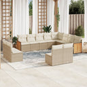vidaXL 12-delige Loungeset met kussens poly rattan zwart