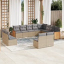 vidaXL 12-delige Loungeset met kussens poly rattan zwart