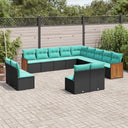 vidaXL Ensemble de 13 banques de jardin avec coussins en polyrotan noir