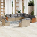 vidaXL 13-delige Loungeset met kussens poly rattan zwart