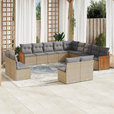 vidaXL 13-delige Loungeset met kussens poly rattan zwart