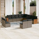 vidaXL 13-delige Loungeset met kussens poly rattan zwart