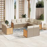 vidaXL 11-delige Loungeset met kussens poly rattan zwart