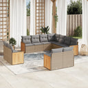 vidaXL 11-delige Loungeset met kussens poly rattan zwart