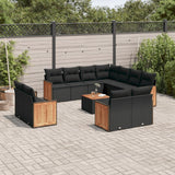 vidaXL 11-delige Loungeset met kussens poly rattan zwart