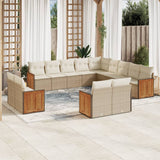 vidaXL 13-delige Loungeset met kussens poly rattan zwart