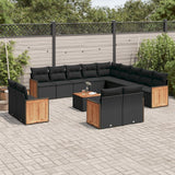 vidaXL 13-delige Loungeset met kussens poly rattan zwart