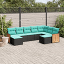 vidaXL ensemble de 9 banques de jardin avec coussins en polyrotan noir