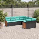 vidaXL Ensemble de 8 bancs de jardin avec coussins, noir polyrotan