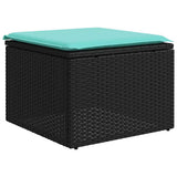 vidaXL 11-delige tuinbankset met kussens, zwart polyrotan