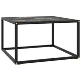 vidaXL Salontafel met gehard glas 60x60x35 cm zwart