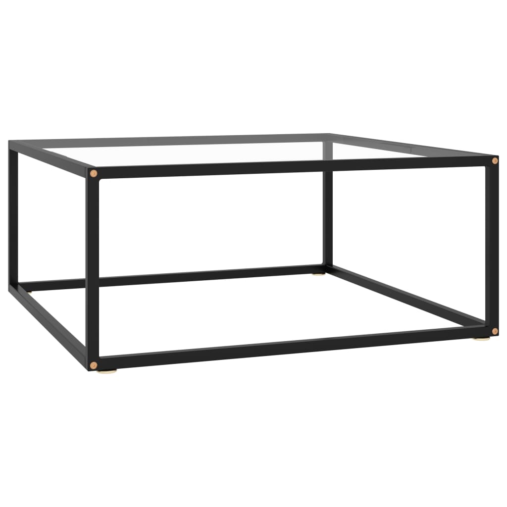 vidaXL Salontafel met gehard glas 60x60x35 cm zwart