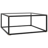 vidaXL Salontafel met gehard glas 60x60x35 cm zwart