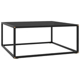 vidaXL Salontafel met gehard glas 60x60x35 cm zwart