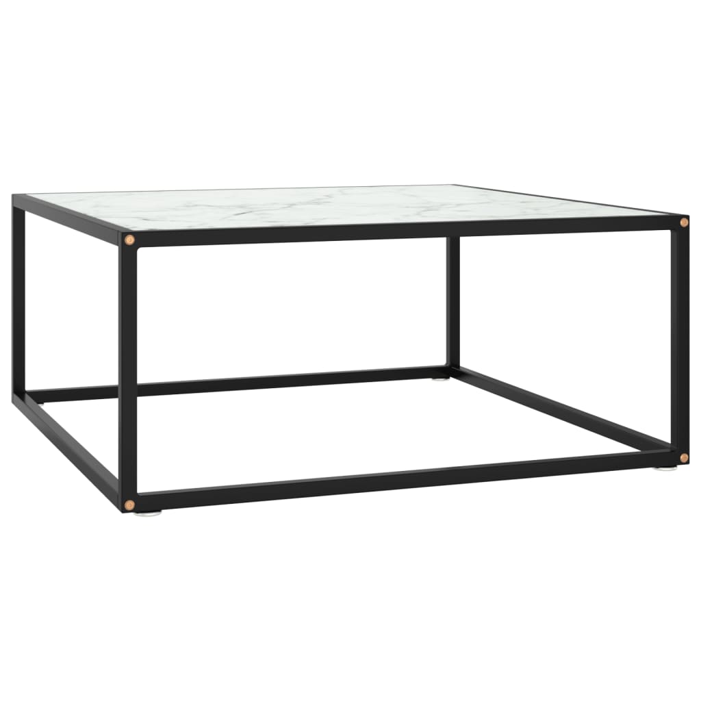 vidaXL Salontafel met gehard glas 60x60x35 cm zwart