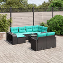 vidaXL 11-piece Garden Sofa Set with Cushions, Black Poly Rattan