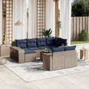 vidaXL 11-piece Garden Sofa Set with Cushions, Black Poly Rattan