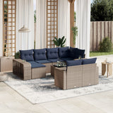 vidaXL 11-piece Garden Sofa Set with Cushions, Black Poly Rattan