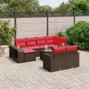 vidaXL 11-piece Garden Sofa Set with Cushions, Black Poly Rattan