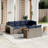 vidaXL 11-piece Garden Sofa Set with Cushions, Black Poly Rattan