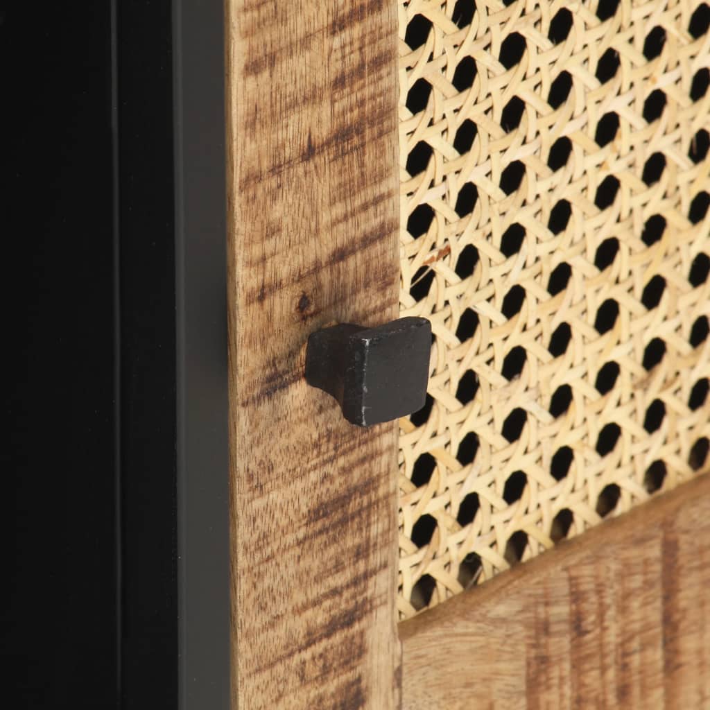 vidaXL Tv-meubel 120x30x40 cm ruw mangohout en natuurlijk riet
