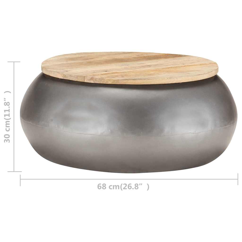 vidaXL Salontafel 68x68x30 cm massief mangohout grijs