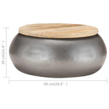 vidaXL Salontafel 68x68x30 cm massief mangohout grijs
