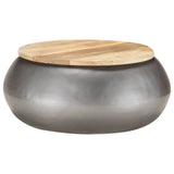 vidaXL Salontafel 68x68x30 cm massief mangohout grijs