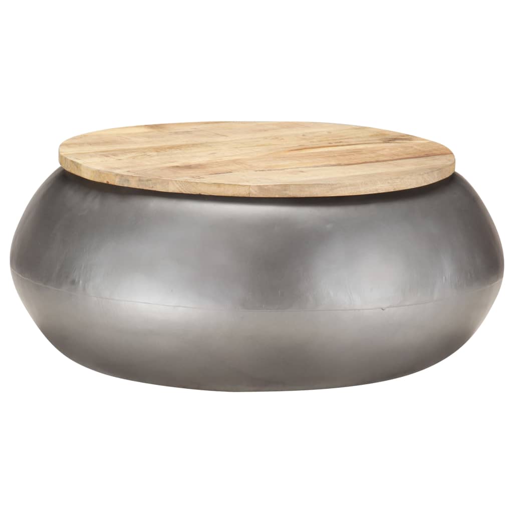 vidaXL Salontafel 68x68x30 cm massief mangohout grijs