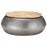 vidaXL Salontafel 68x68x30 cm massief mangohout grijs