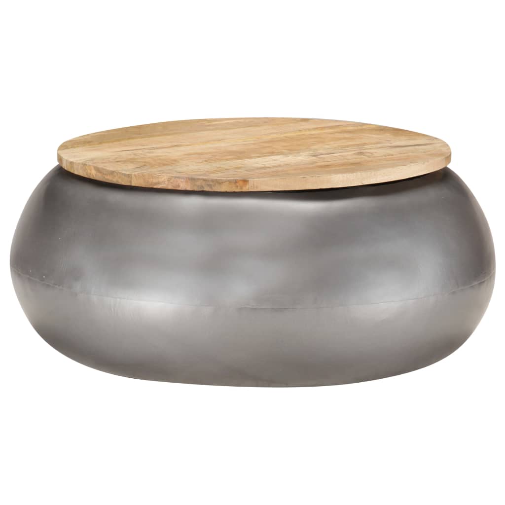 vidaXL Salontafel 68x68x30 cm massief mangohout grijs