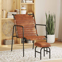 vidaXL Relaxfauteuil met voetenbankje echt leer bruin