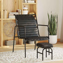 vidaXL Relaxfauteuil met voetenbankje echt leer bruin