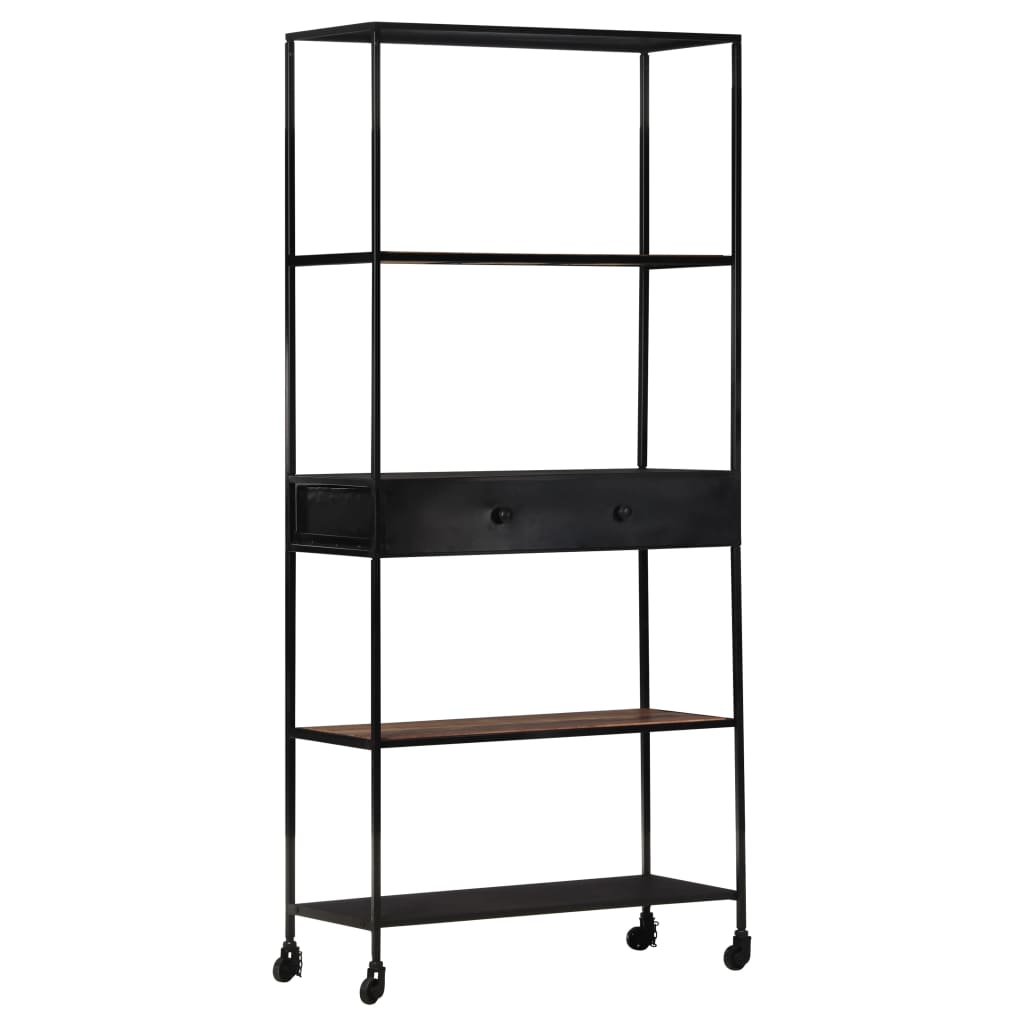 vidaXL Bookshelf 80x35x180 cm rough mango wood and iron