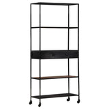 vidaXL Bookshelf 80x35x180 cm rough mango wood and iron