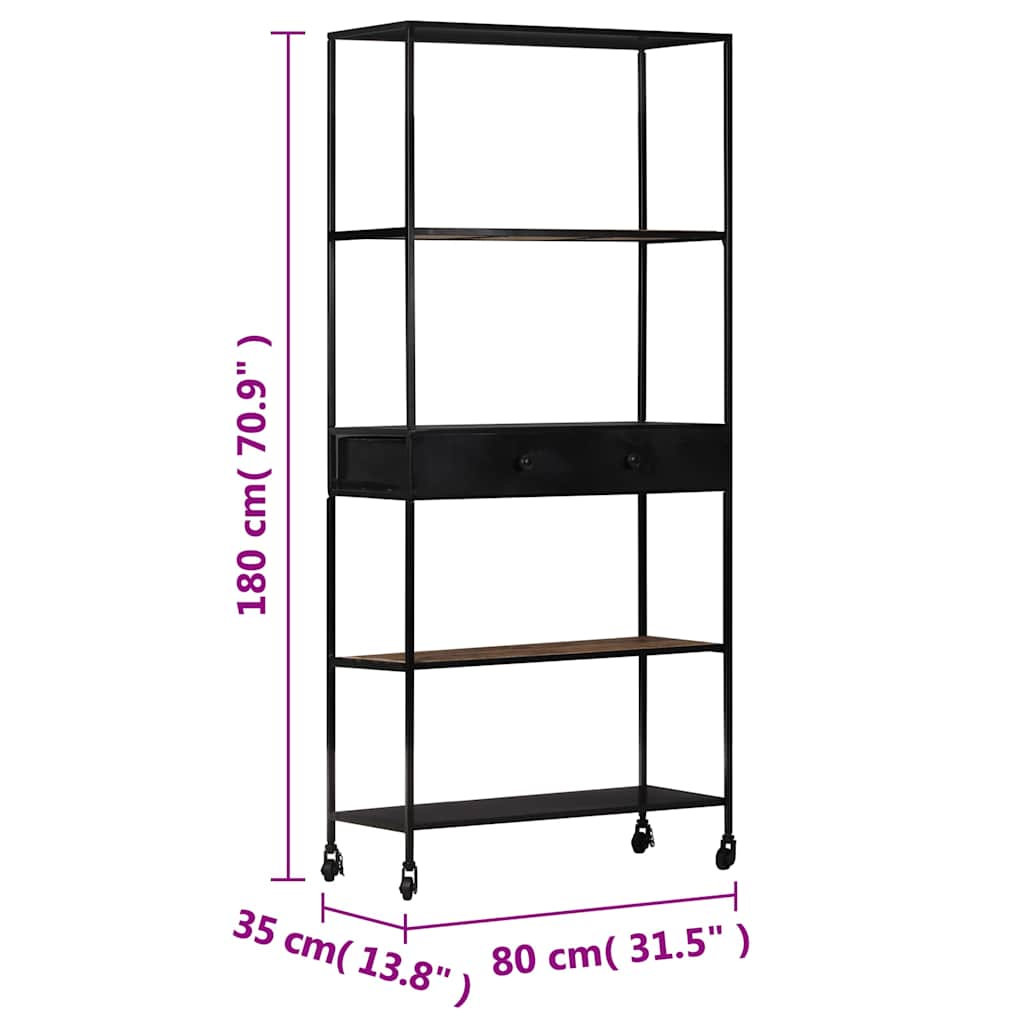 vidaXL Bookshelf 80x35x180 cm rough mango wood and iron