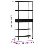 vidaXL Bookshelf 80x35x180 cm rough mango wood and iron