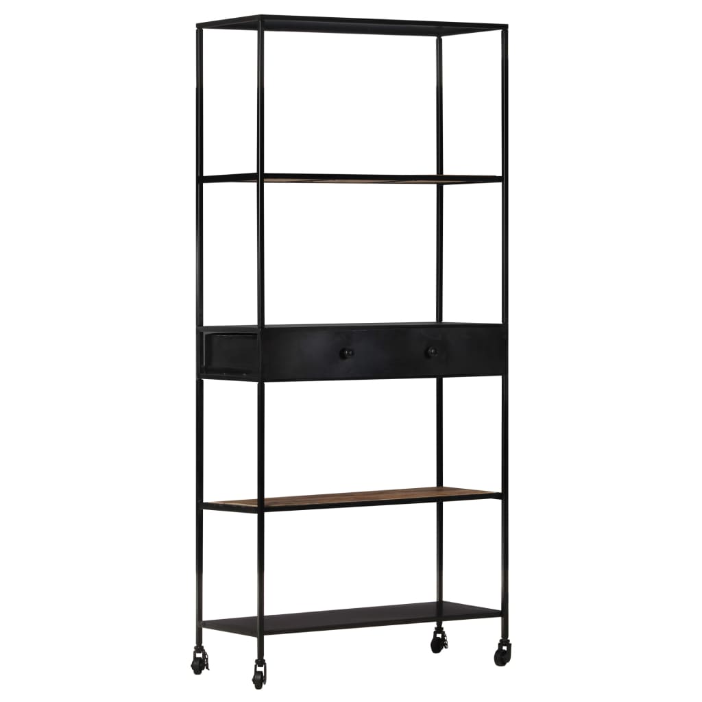 vidaXL Bookshelf 80x35x180 cm rough mango wood and iron