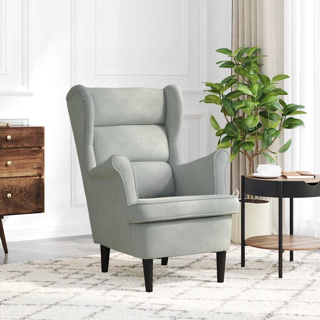 vidaXL Fauteuil met voetenbank fluweel blauw