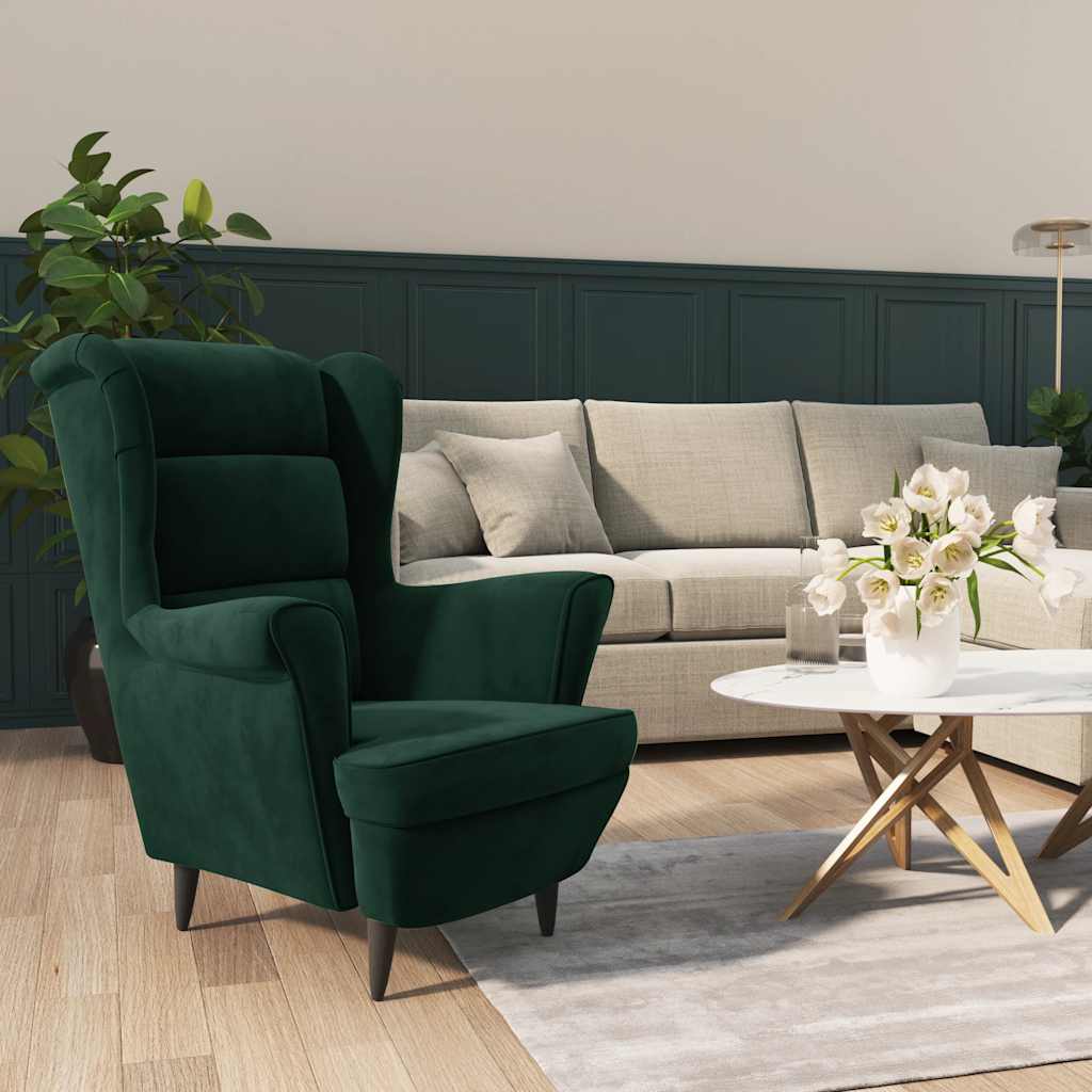 vidaXL Fauteuil met voetenbank fluweel blauw