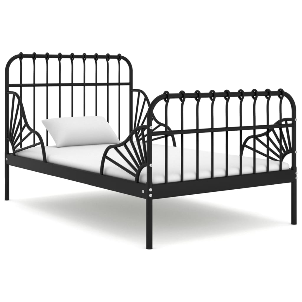 vidaXL Cadre de lit en métal noir 80x130/200 cm