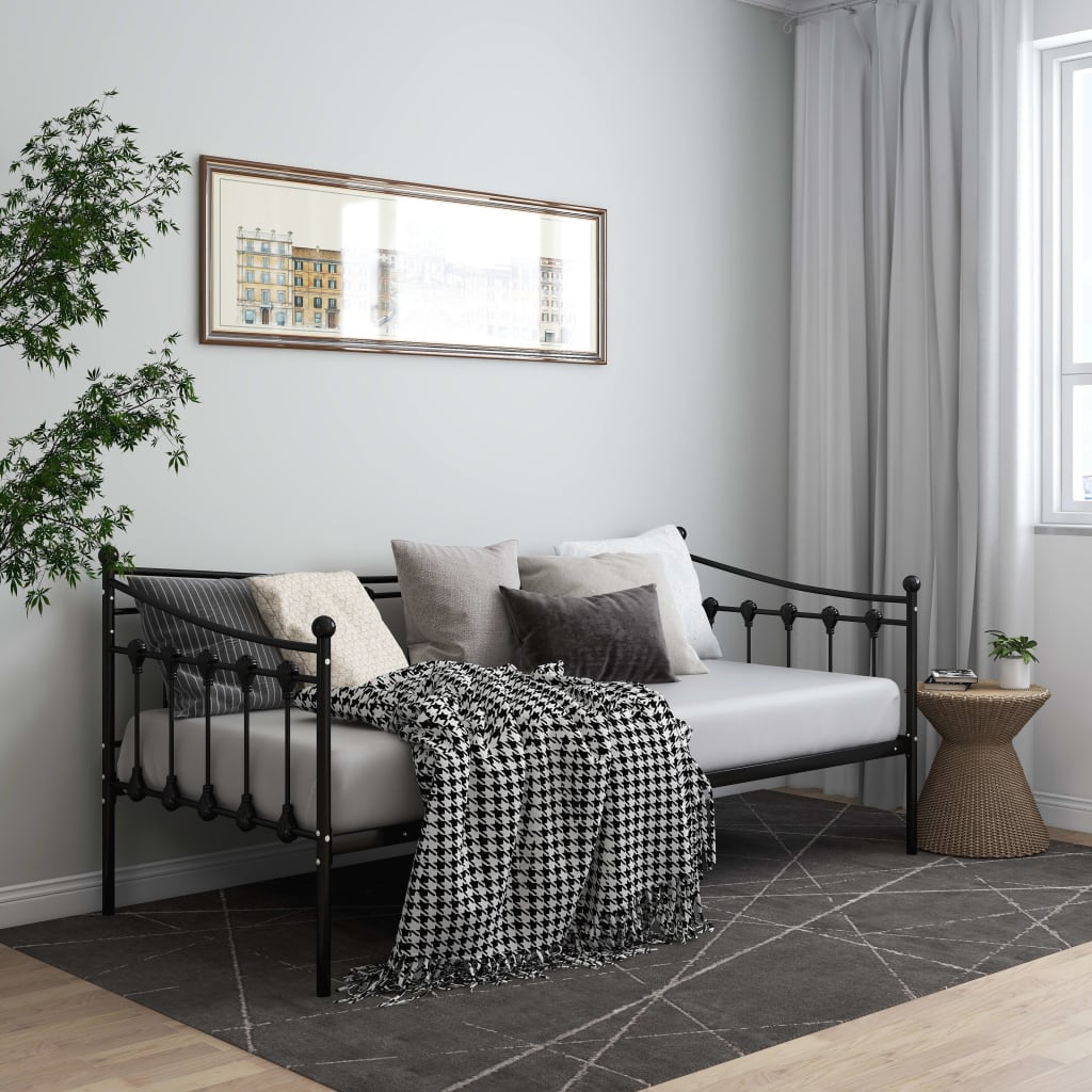 vidaXL Slaapbank metaal zwart 90x200 cm