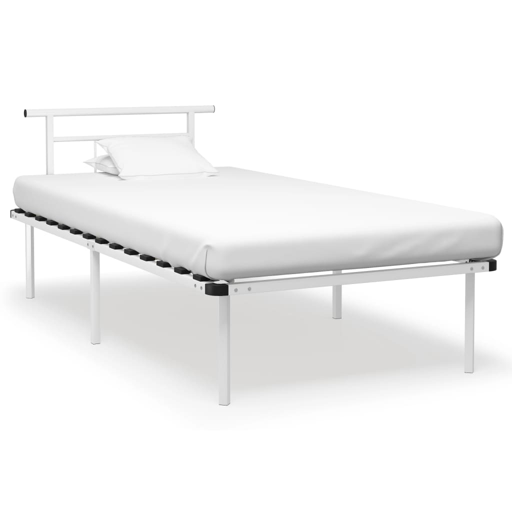 vidaXL Bedframe metaal wit 90x200 cm