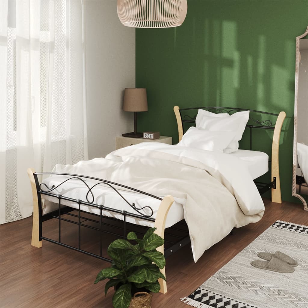 vidaXL Metal Bed Frame Black 90x200 cm