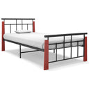 vidaXL Metal and Solid Oak Bed Frame 90x200 cm